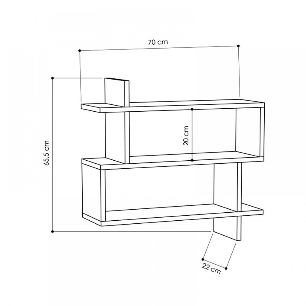 Ραφιέρα Paralel pakoworld χρώμα λευκό 70x22x65,5εκ