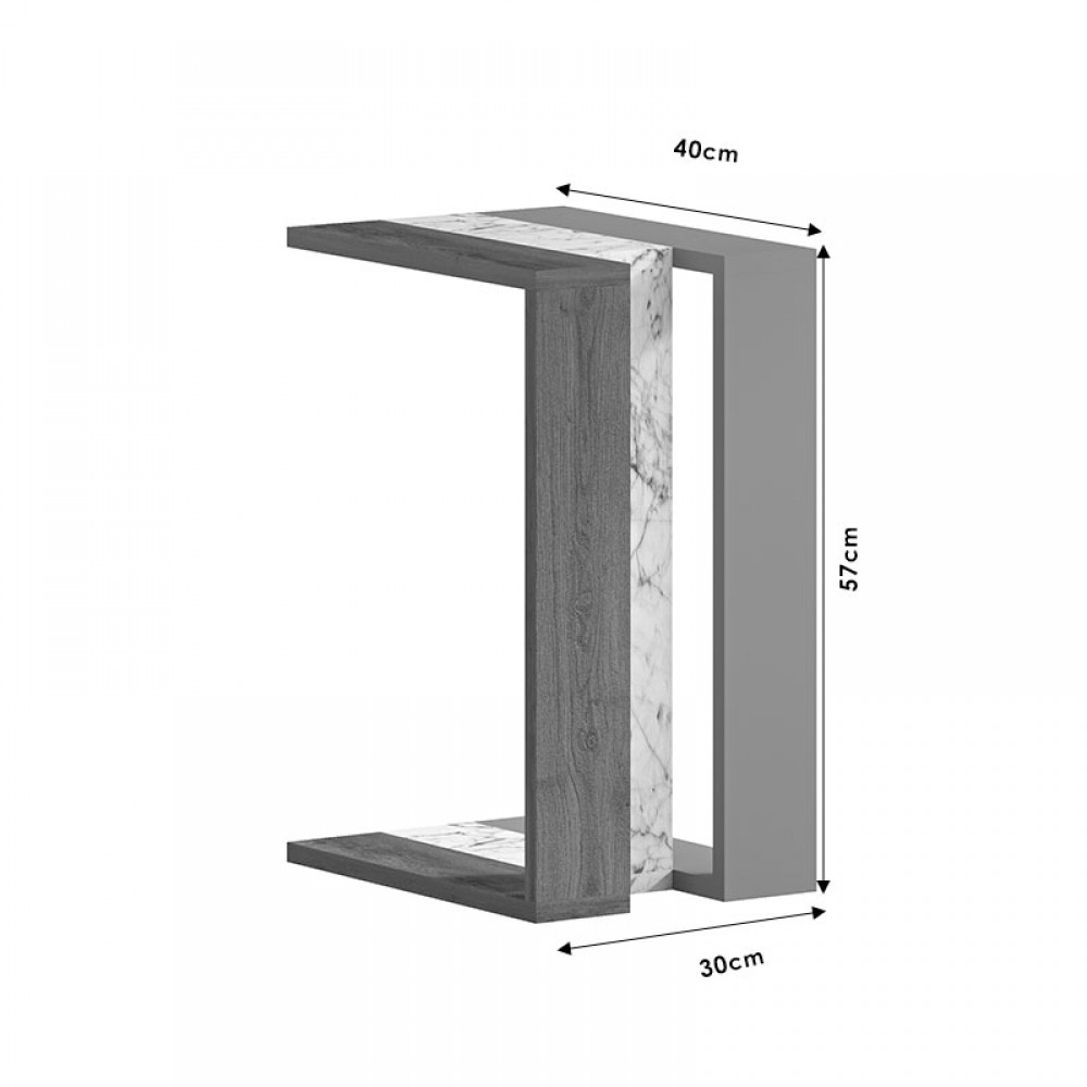 Βοηθητικό τραπέζι Muju pakoworld σε 3 χρώματα φυσικό-λευκό μαρμάρου-μόκα 40x30x57εκ