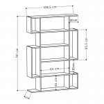 Βιβλιοθήκη MITO pakoworld σε χρώμα antique γκρι-λευκό 108.5x25.5x161εκ