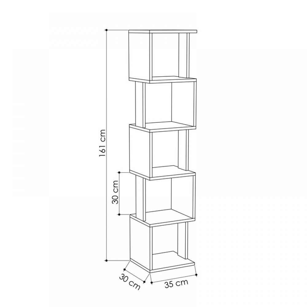 Βιβλιοθήκη - στήλη Piri pakoworld oak μελαμίνης 35x30x161εκ