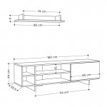 Σύνθετο σαλονιού Saloon pakoworld σε λευκή-oak απόχρωση 160x35.5x44εκ