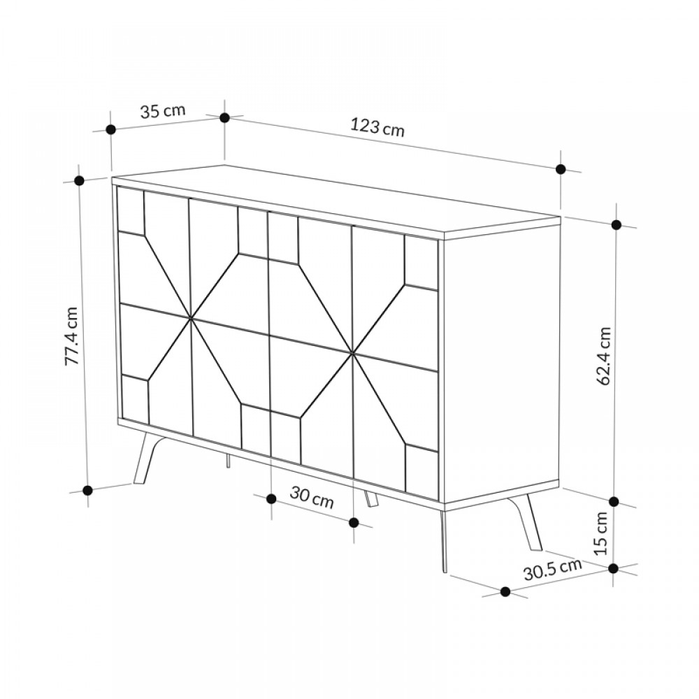 Μπουφές Dune pakoworld σε καρυδί απόχρωση 123x35x77.4εκ