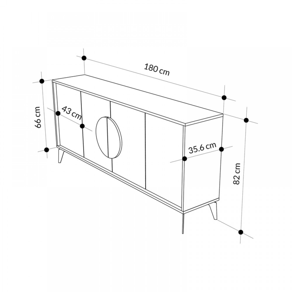 Μπουφές Gora pakoworld σε απόχρωση ανοιχτό καρυδί 180x35.6x82εκ