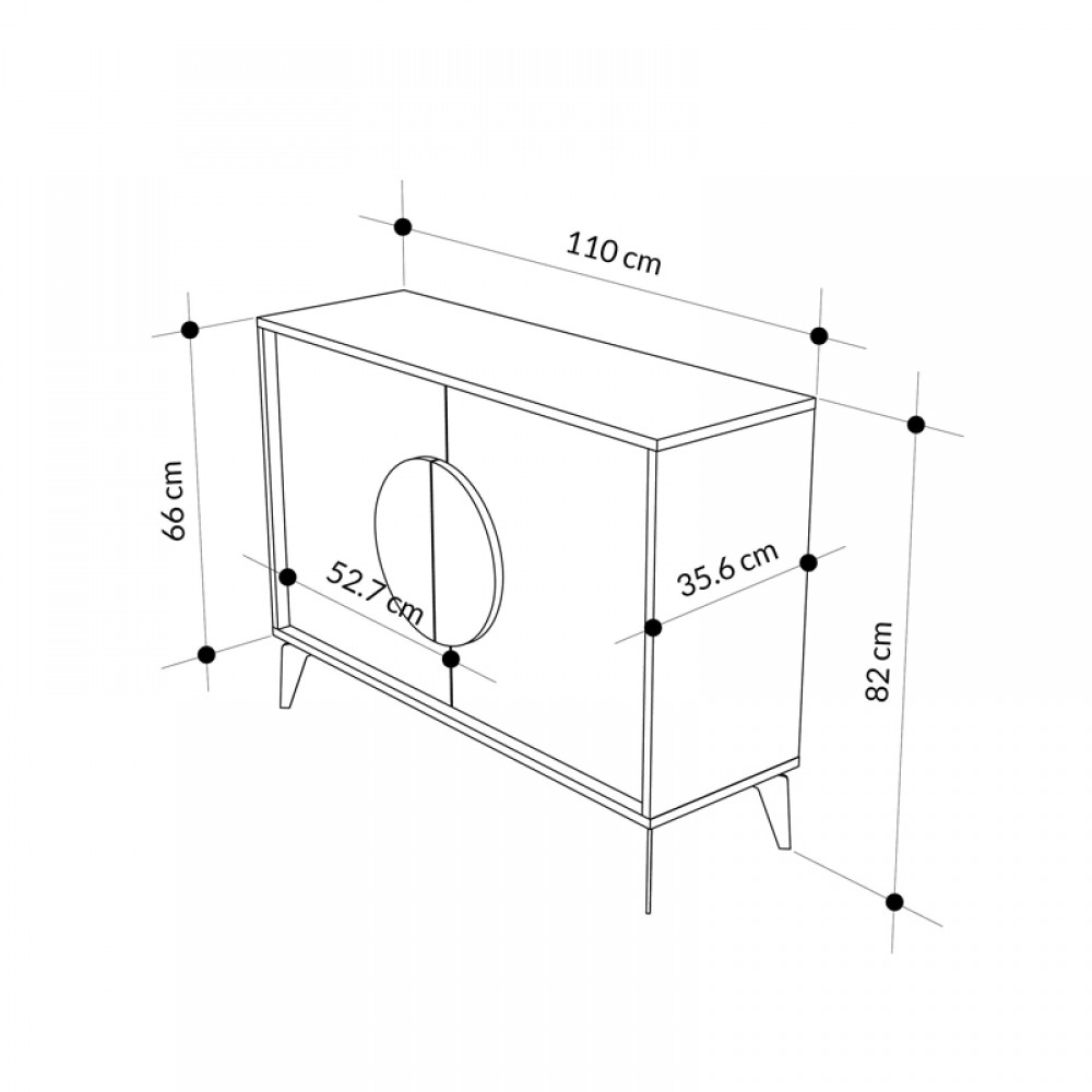 Μπουφές Gora pakoworld σε απόχρωση ανοιχτό καρυδί 110x35.6x82εκ