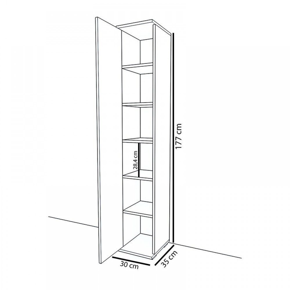 Ντουλάπι-στήλη Juan pakoworld λευκό 30x35x177εκ