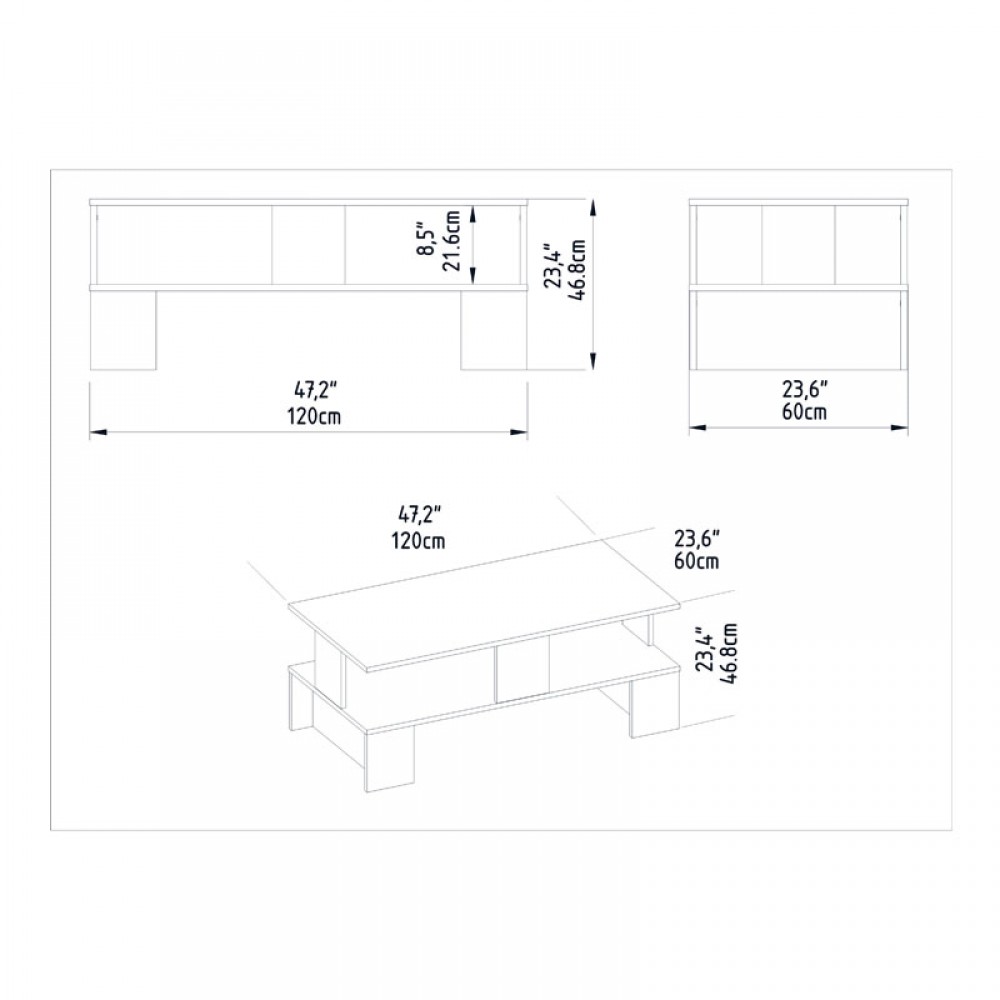 Τραπέζι σαλονιού Olly pakoworld λευκό 120x60x47εκ