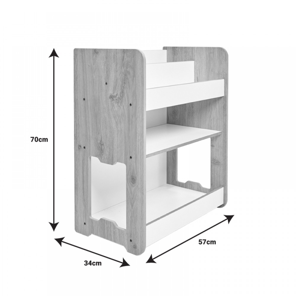 Ραφιέρα Seagull pakoworld φυσικό-λευκό mdf 57x34x70εκ