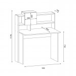 Γραφείο εργασίας Koogi pakoworld σε oak-λευκή απόχρωση 94x60x118εκ