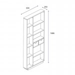 Βιβλιοθήκη με συρτάρια Dakin pakoworld σε oak απόχρωση 80x25x190εκ