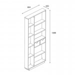 Βιβλιοθήκη με συρτάρια Dakin pakoworld σε oak απόχρωση 80x25x190εκ