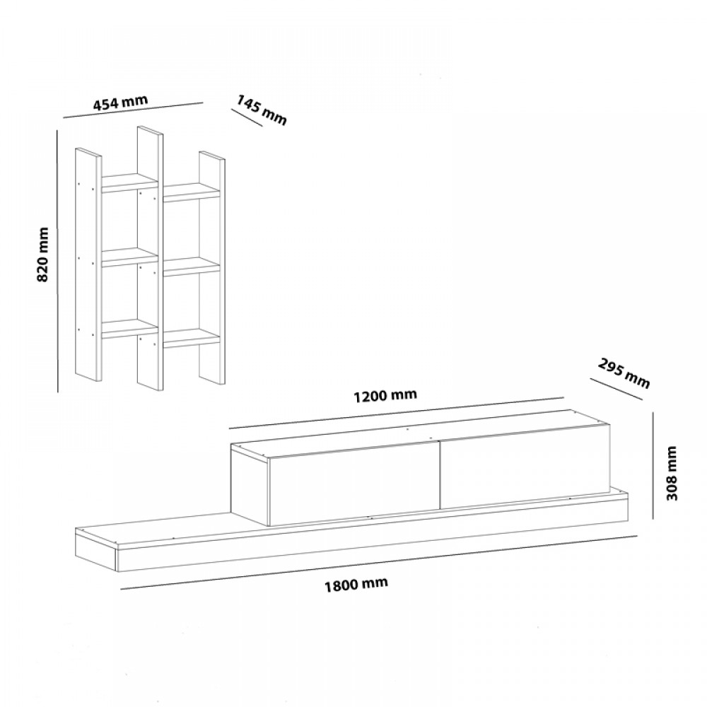 Έπιπλο τηλεόρασης Rumba pakoworld σε λευκή-oak απόχρωση 180x30x31εκ