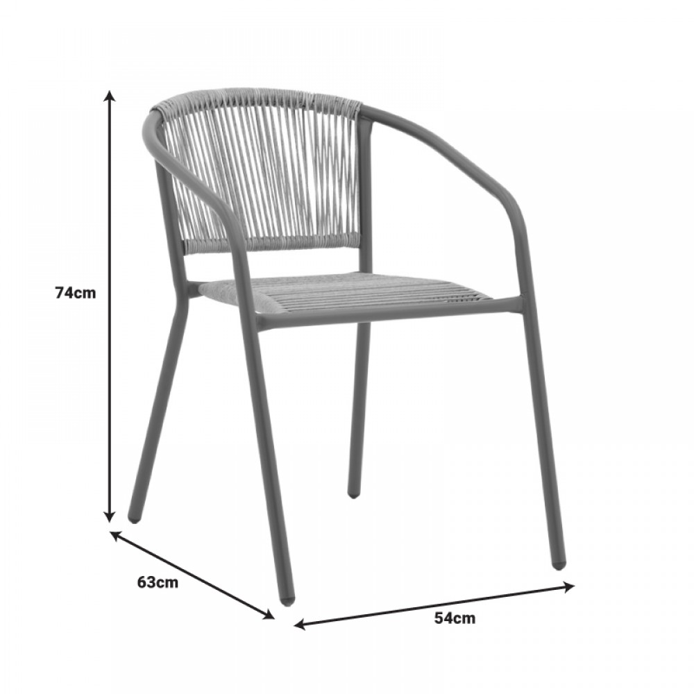 Πολυθρόνα Lindaria pakoworld στοιβαζόμενη μέταλλο σε σαμπανιζέ και pe rattan σε φυσική απόχρωση 54x63x74εκ