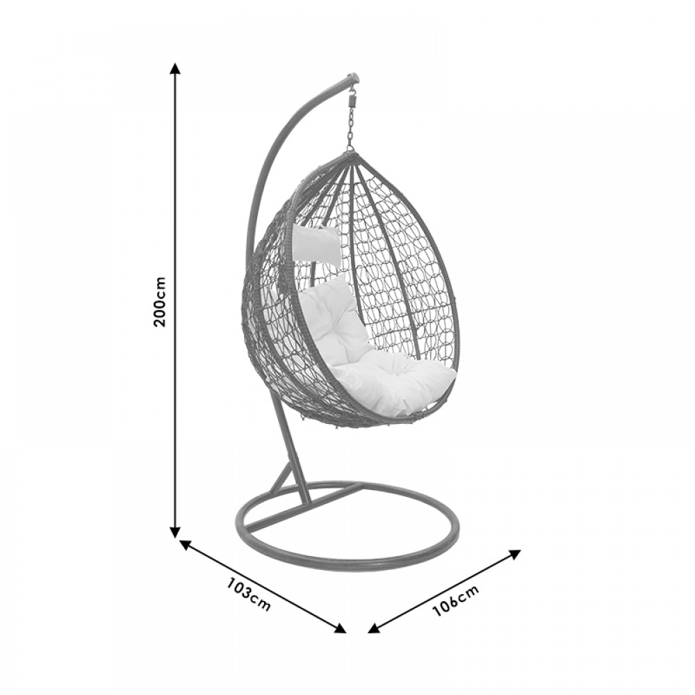 Κούνια Zafer pakoworld κρεμαστή pp σε φυσικό χρώμα και μαύρο μέταλλο 106x103x200εκ