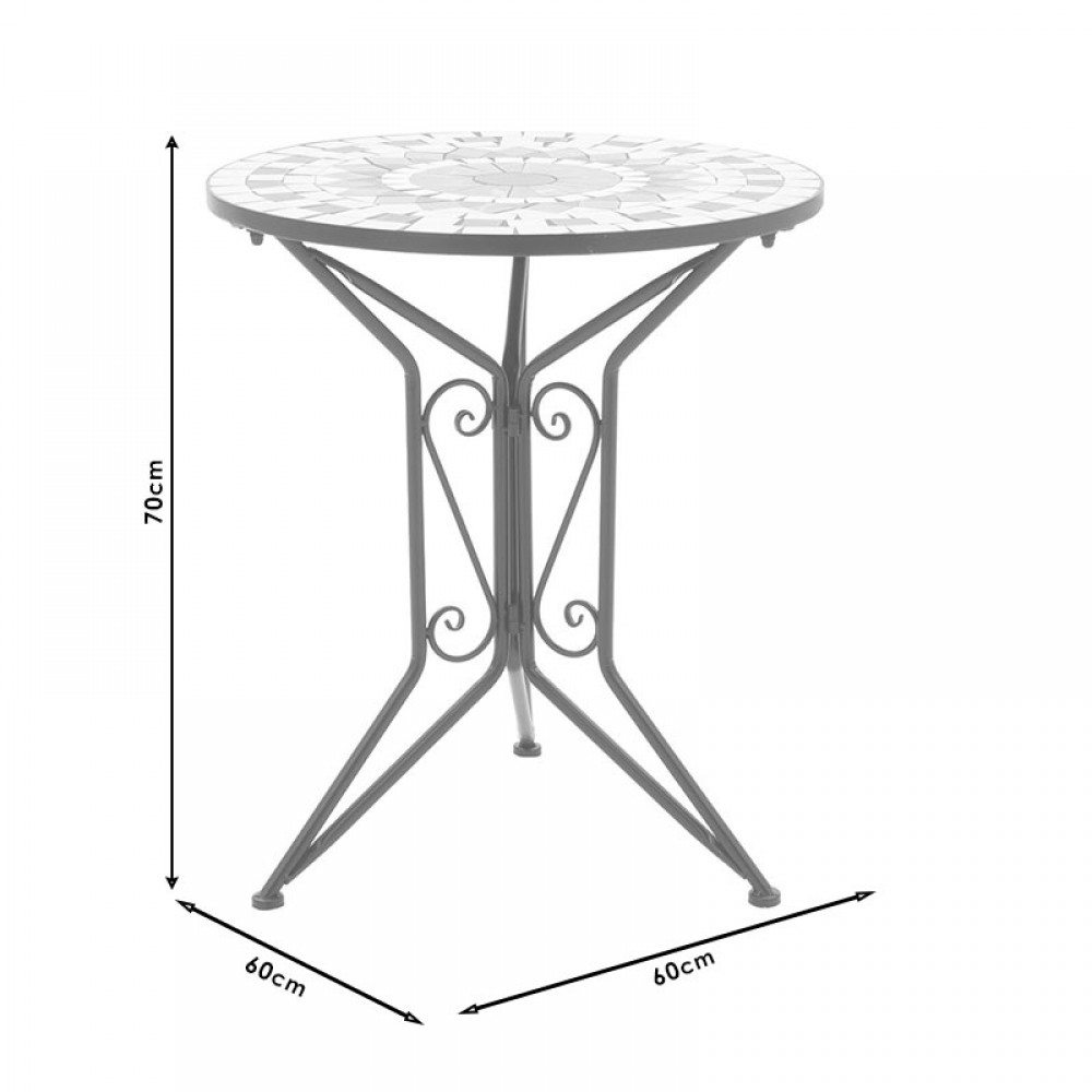 Τραπεζαρία Mosaic pakoworld σετ 3τεμ μέταλλο μαύρο