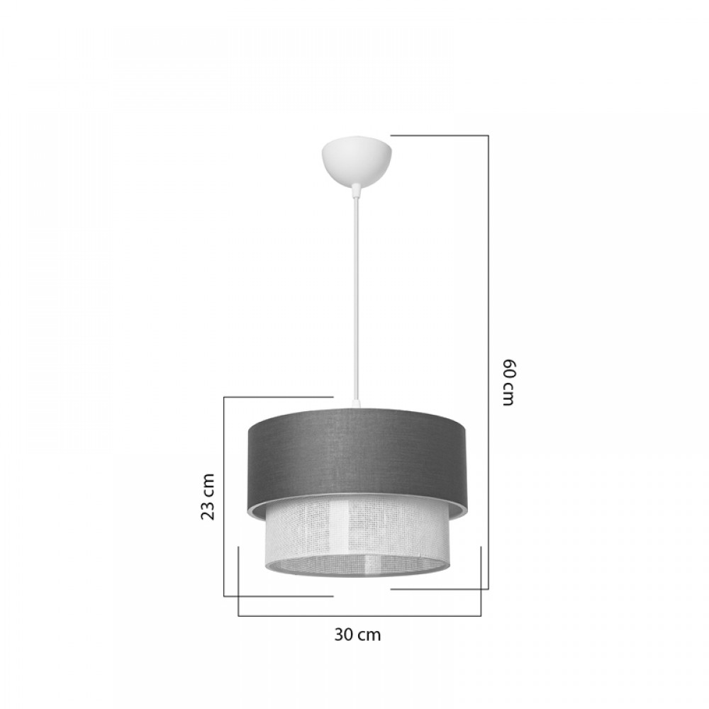 Φωτιστικό οροφής μονόφωτο Fansi pakoworld ύφασμα σε γκρι απόχρωση Φ30x23εκ