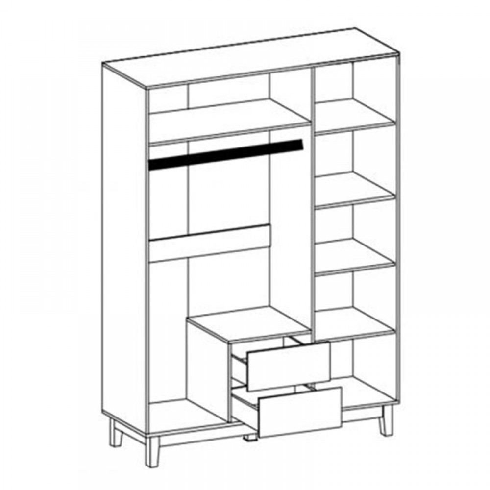 Ντουλάπα Awell pakoworld τρίφυλλη sonoma-λευκό 153,5x54,5x216εκ