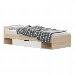 Κρεβάτι με συρτάρι Letto pakoworld σε oak - λευκό απόχρωση 90x200εκ