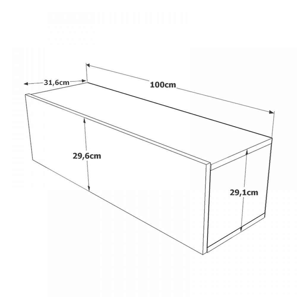 Έπιπλο τηλεόρασης επιτοίχιο Serit pakoworld λευκό-oak 100x31,5x29,5εκ