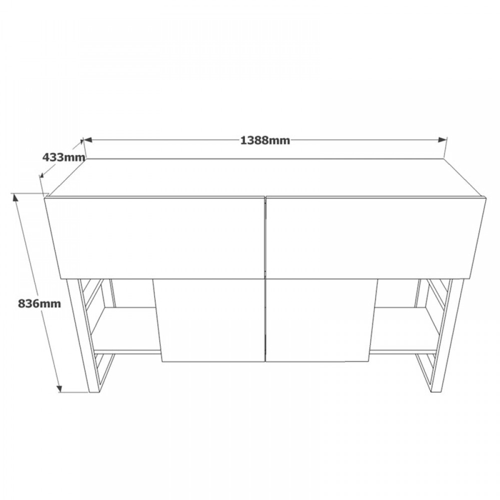 Μπουφές Jaydon pakoworld μελαμίνης φυσικό-μαύρο 139x43x83.5εκ