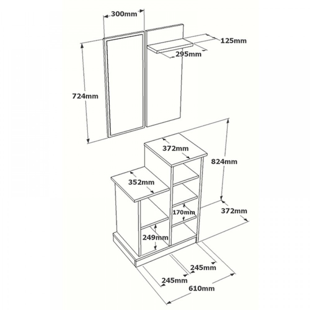 Έπιπλο εισόδου Wizbo pakoworld μελαμίνης λευκό 61x37x82.5εκ