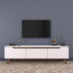 Έπιπλο τηλεόρασης Kasandra pakoworld λευκό-καρυδί 180x35x48,5εκ