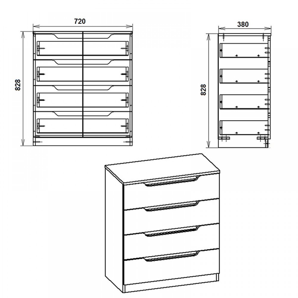 Συρταριέρα Azenor pakoworld 4ων συρταριών sonoma 72x38x83εκ