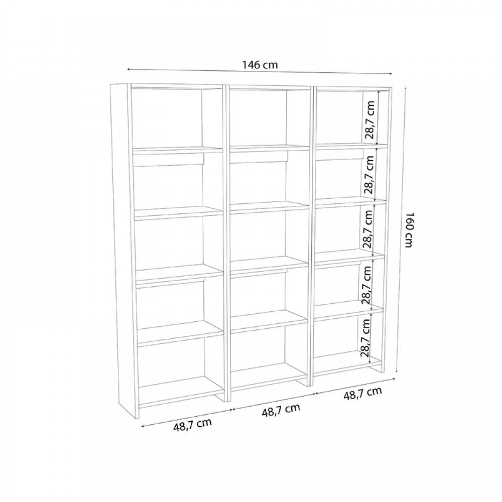 Βιβλιοθήκη Rabuku pakoworld σε oak  απόχρωση 146x22x123εκ