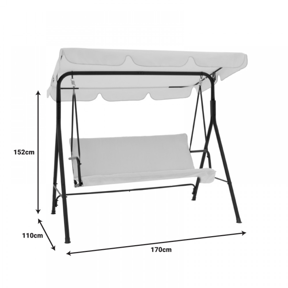 Κούνια κήπου Globo pakoworld μέταλλο μαύρο-ύφασμα μπεζ 170x110x153εκ