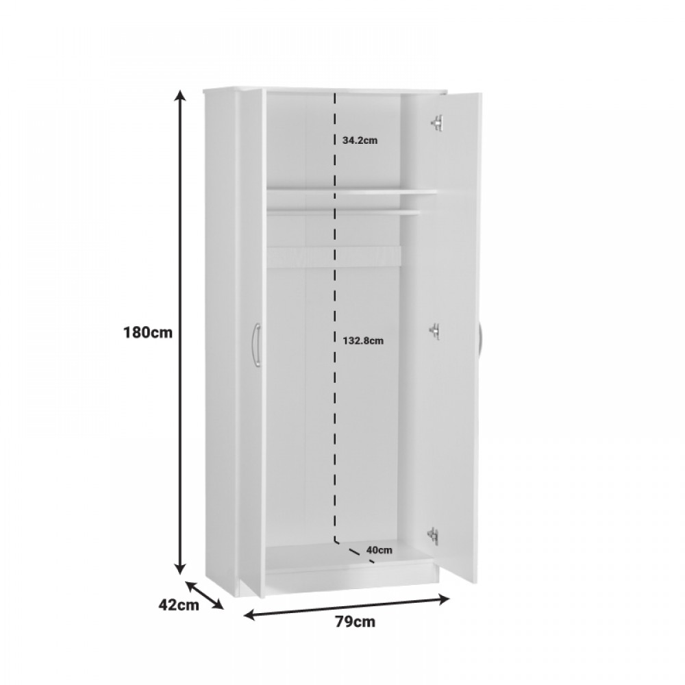 Ντουλάπα ρούχων δίφυλλη Zelia pakoworld σε sonoma-oak απόχρωση 79x42x180εκ