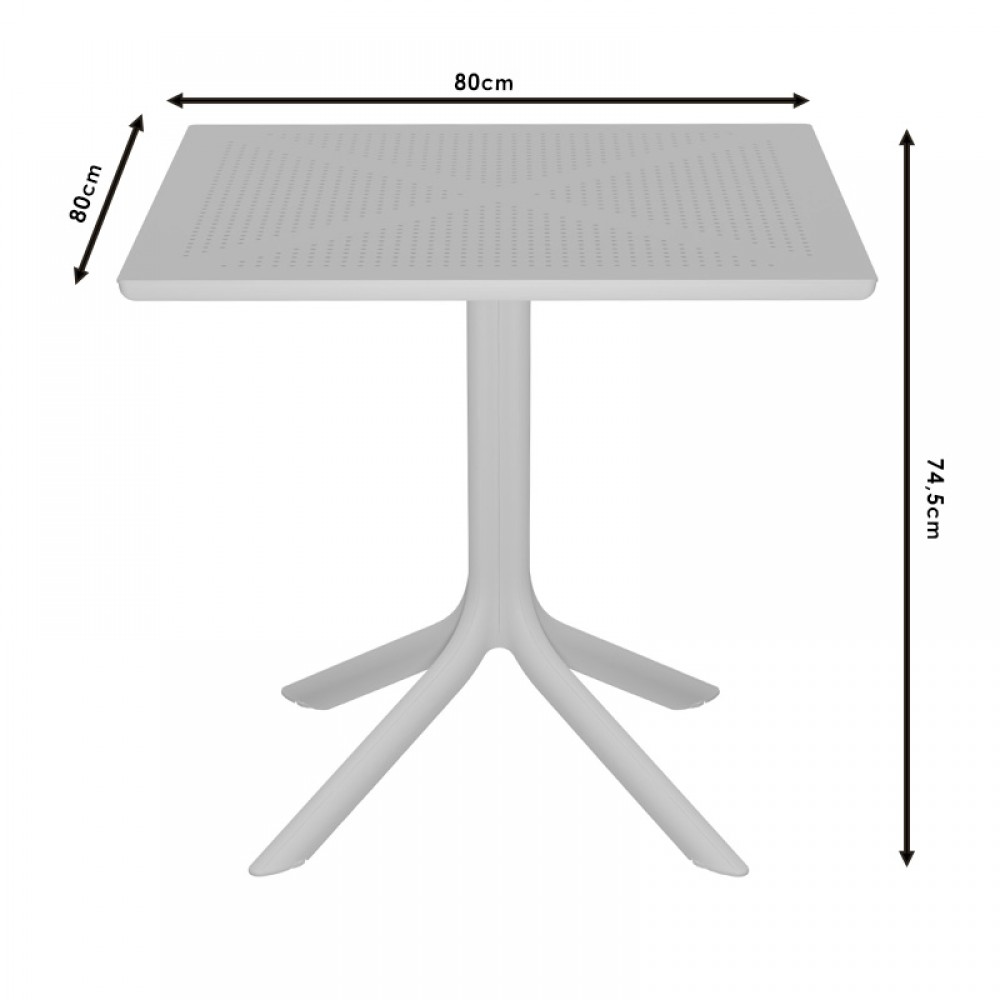Τραπέζι Groovy pakoworld PP ανθρακί 80x80x74.5εκ