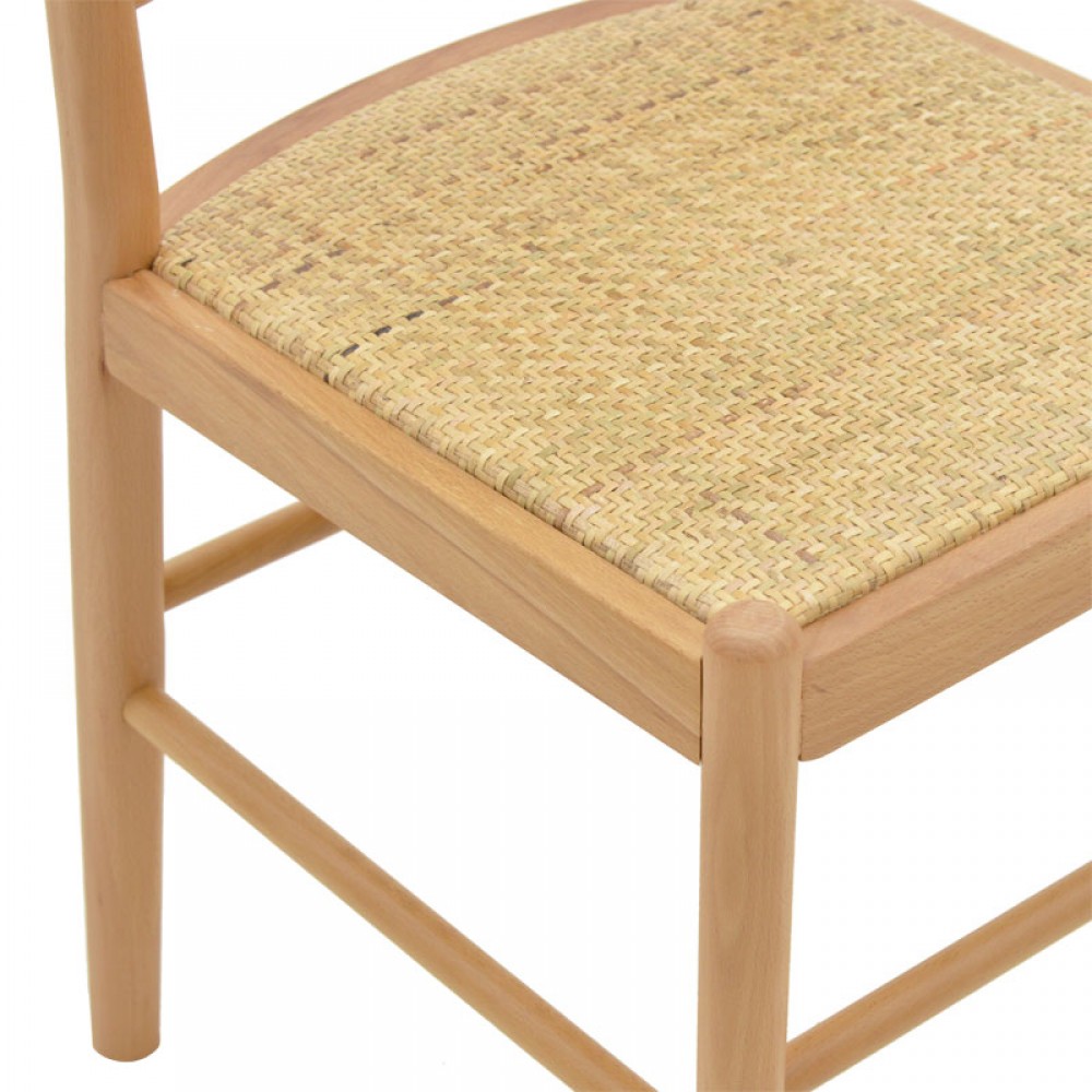 Καρέκλα Alessia pakoworld ξύλο οξιάς-rattan φυσικό 43x40x89εκ