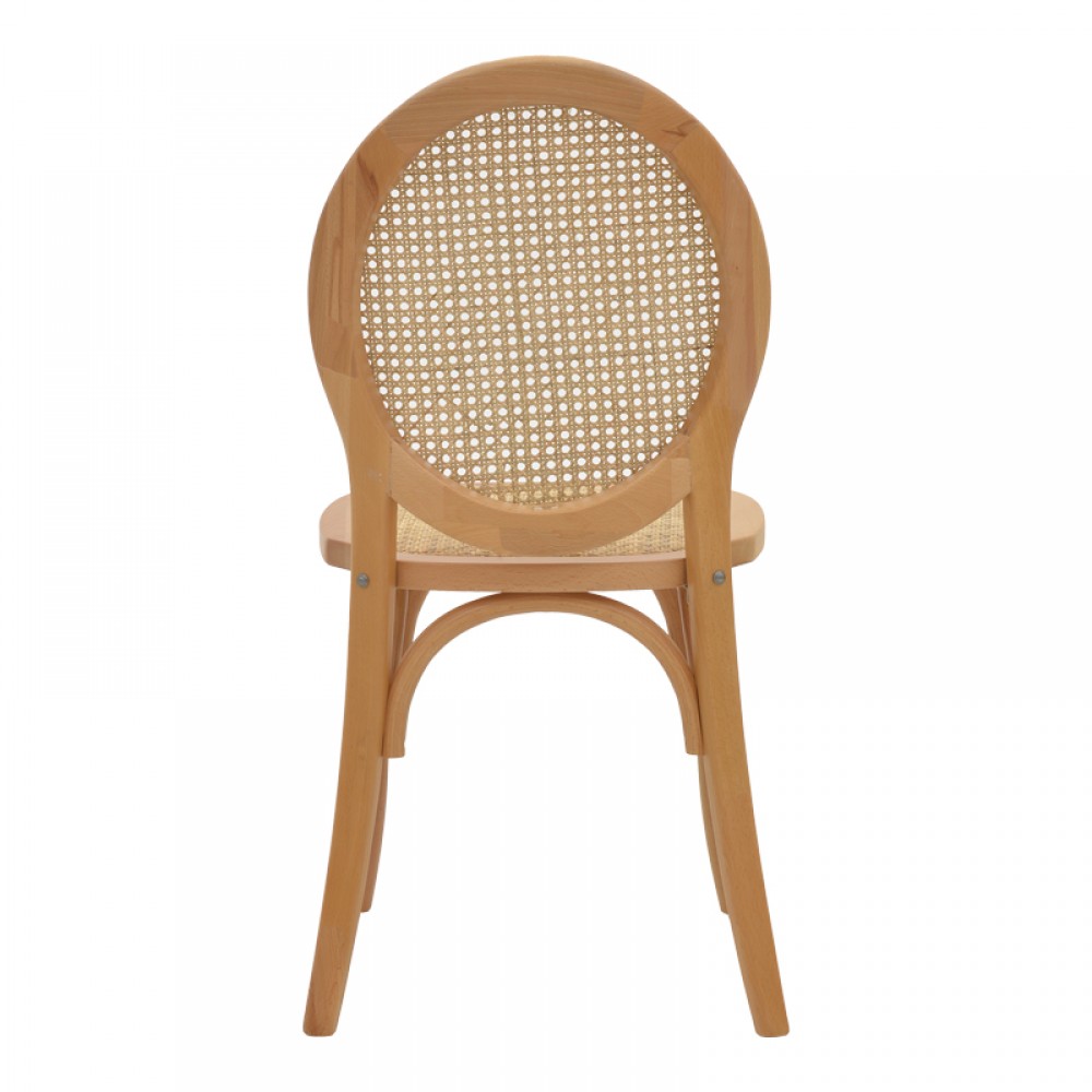 Καρέκλα Camil pakoworld φυσικό ξύλο οξιάς-φυσικό rattan 45x50x94εκ