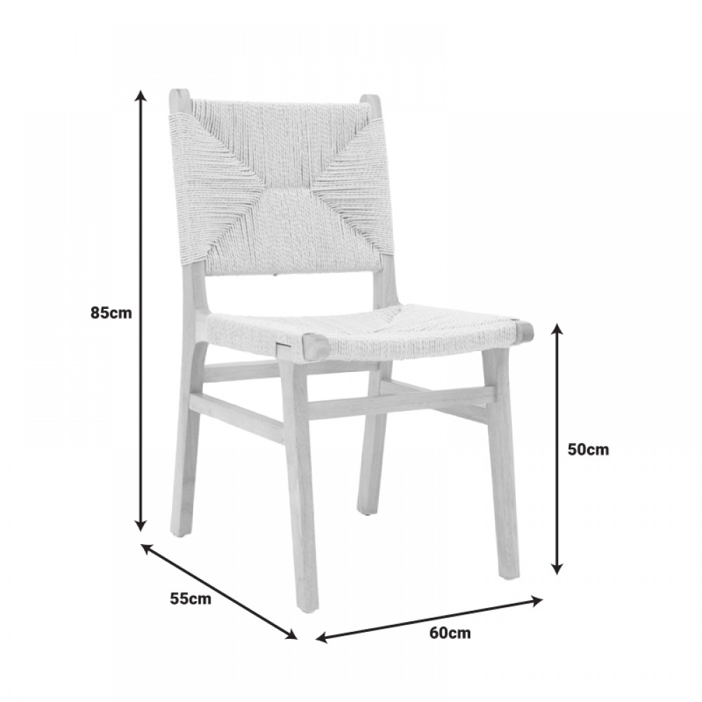 Καρέκλα Arten pakoworld σχοινί-rubberwood σε φυσική απόχρωση 60x55x85εκ