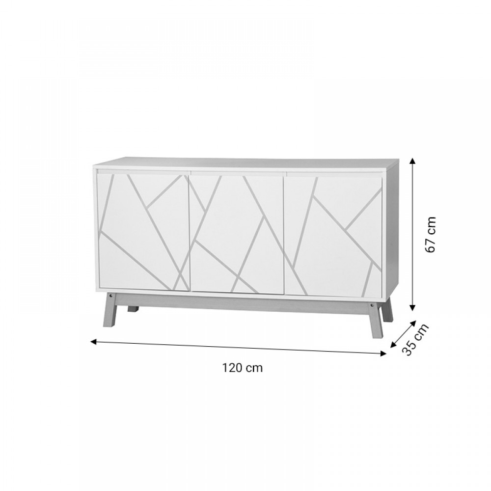 Μπουφές Aria pakoworld λευκό-φυσικό 120x35x67 εκ