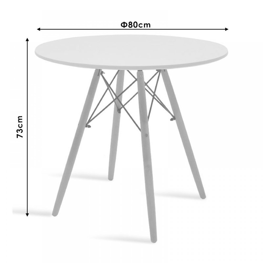 Τραπέζι Julita pakoworld MDF μαύρο-πόδια φυσικό Φ80x73εκ