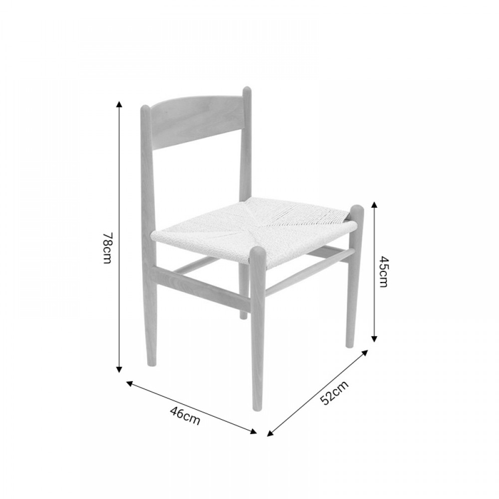 Καρέκλα Conan pakoworld φυσικό ξύλο oξιάς-έδρα φυσικό σχοινί 52x46x78εκ