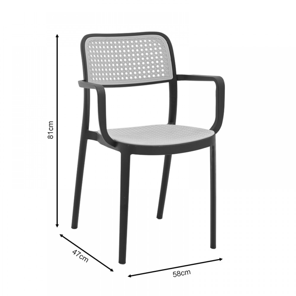 Πολυθρόνα Westley pakoworld pp φυσικό-μαύρο 58x47x81εκ