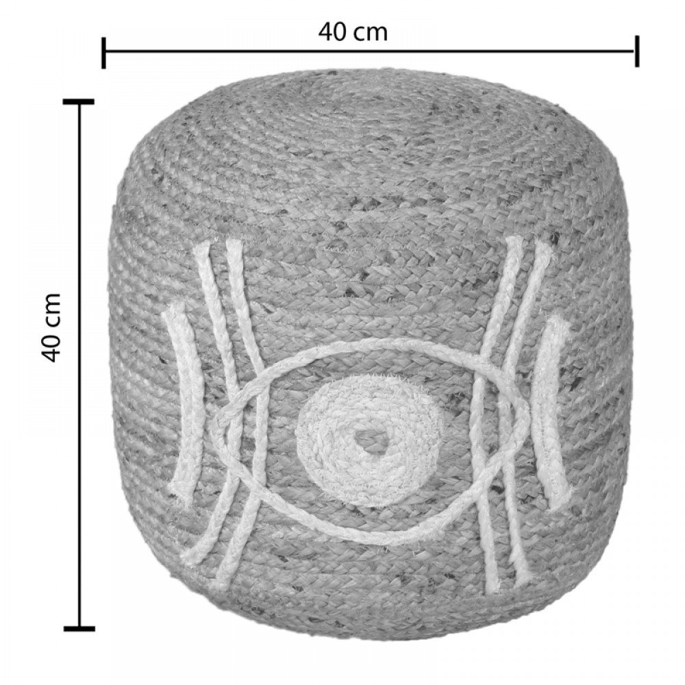 Σκαμπό-πουφ Bono Inart γιούτα σε φυσική απόχρωση Φ40x45εκ
