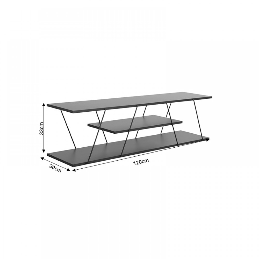 Tραπέζι σαλονιού Tars pakoworld γκρι-μαύρο 120x30x33εκ