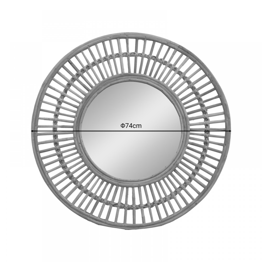 Καθρέπτης Razy Inart φυσικό ξύλο Φ74x4εκ