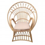 Πολυθρόνα Boloni Inart με μπεζ μαξιλάρι-φυσικό rattan 100x67x120εκ