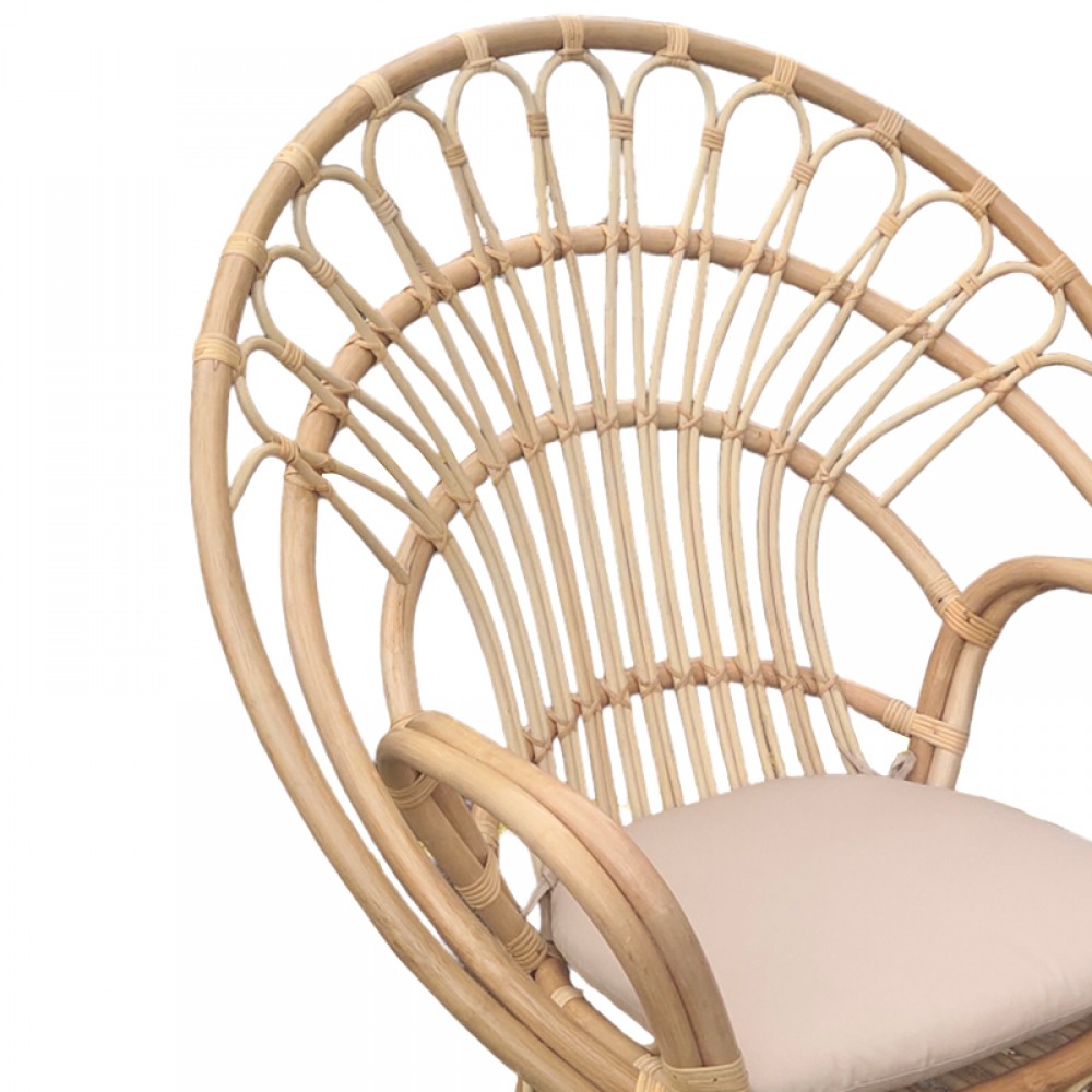 Πολυθρόνα Boloni Inart με μπεζ μαξιλάρι-φυσικό rattan 100x67x120εκ