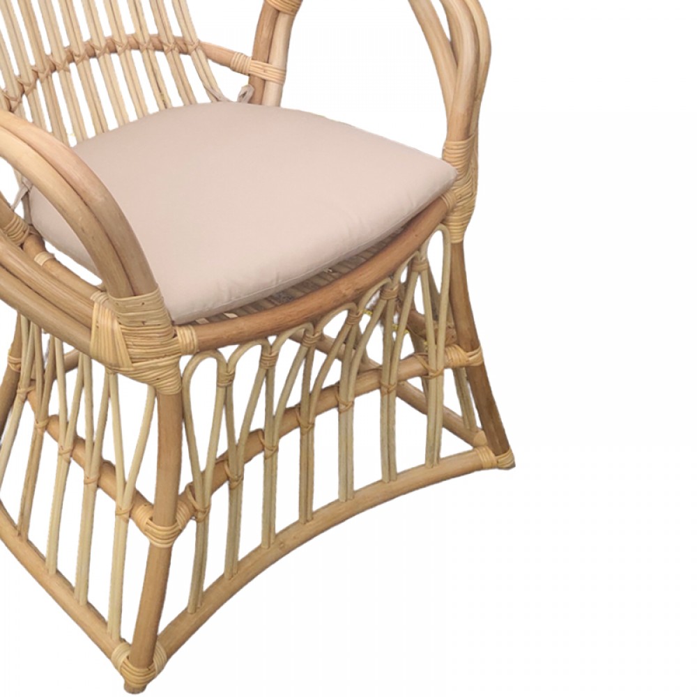 Πολυθρόνα Boloni Inart με μπεζ μαξιλάρι-φυσικό rattan 100x67x120εκ