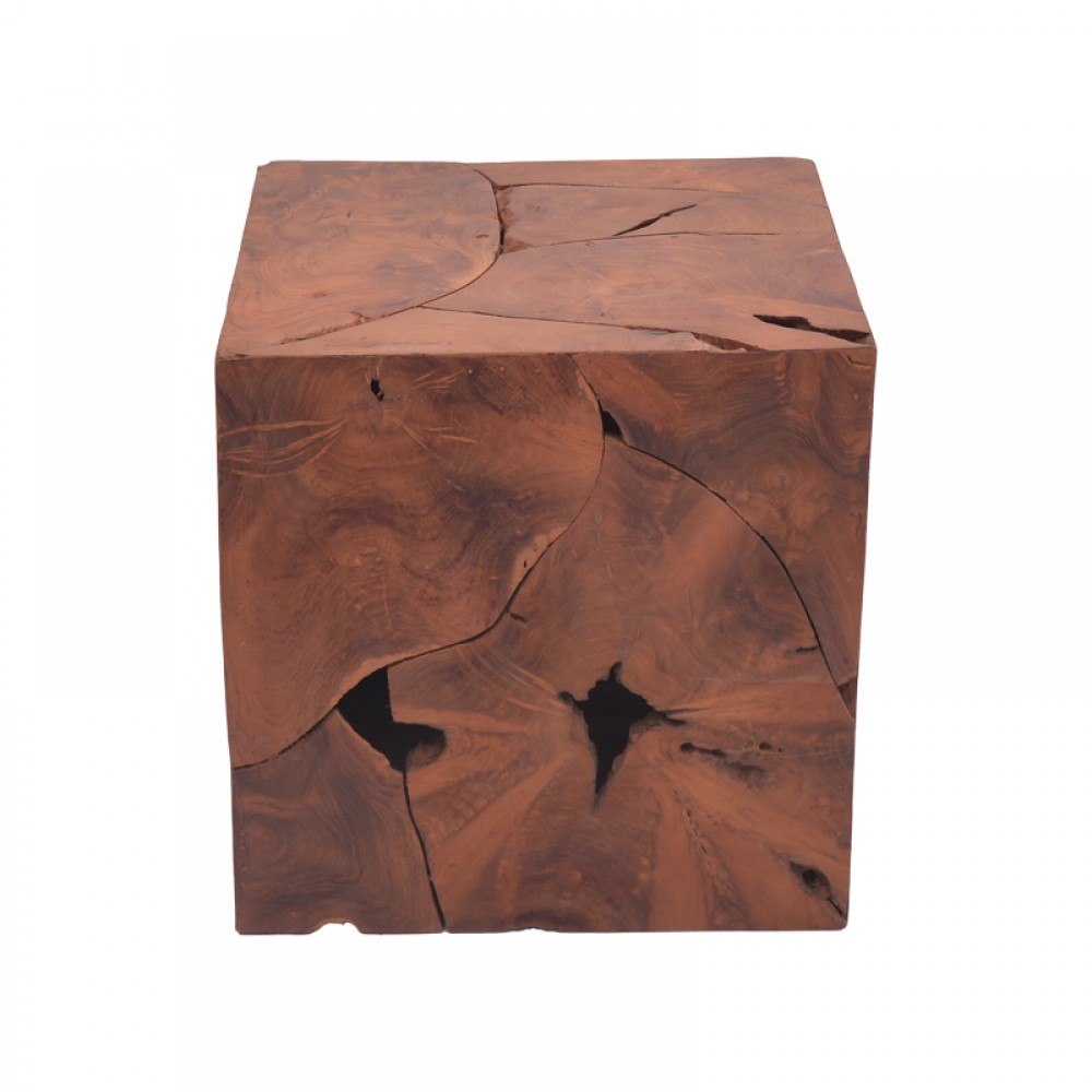 Σκαμπό Boxy Inart φυσικό μασίφ ξύλο teak 40x40x40εκ