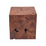 Σκαμπό Boxy Inart φυσικό μασίφ ξύλο teak 40x40x40εκ