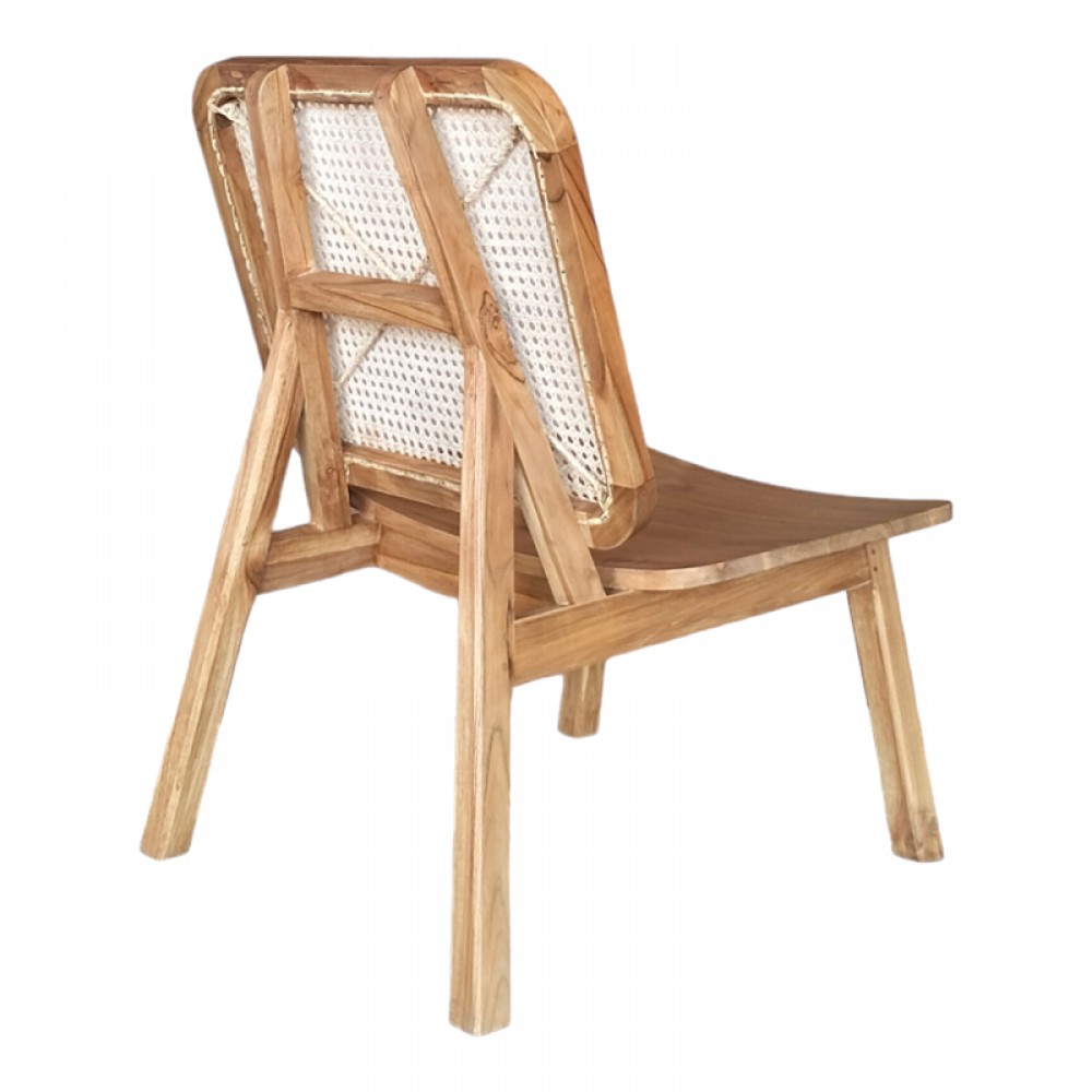 Πολυθρόνα Viborg pakoworld φυσικό teak ξύλο-φυσικό rattan 60x75x87εκ