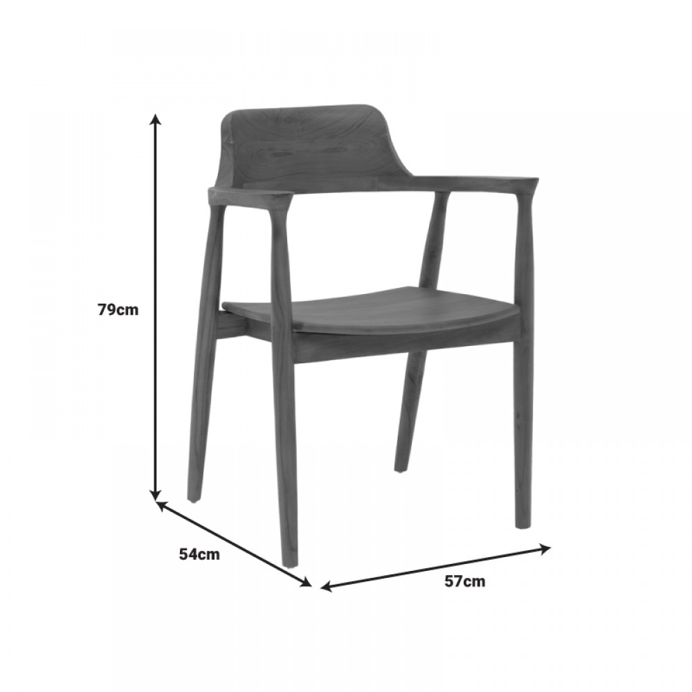 Πολυθρόνα Jambene pakoworld teak ξύλο σε καρυδί απόχρωση 57x54x79εκ