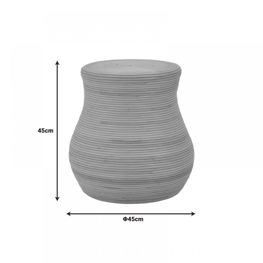 Σκαμπό Bulaten Inart rattan σε φυσική απόχρωση Φ45x45εκ