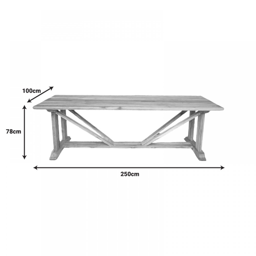 Τραπέζι Smarious pakoworld teak ξύλο σε φυσική απόχρωση 250x100x78εκ