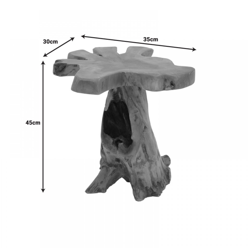 Βοηθητικό τραπέζι Mushile pakoworld teak ξύλο σε φυσική απόχρωση 30x35x45εκ